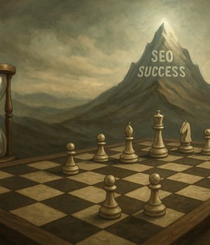 20250510_2339_Strategic SEO Chessboard_simple_compose_01jtxmdj2rex3r9hnhpryzs60n seo success