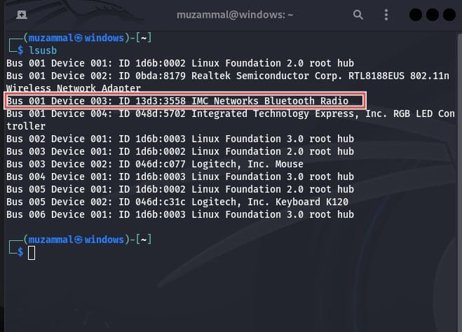 linux terminal lsusb